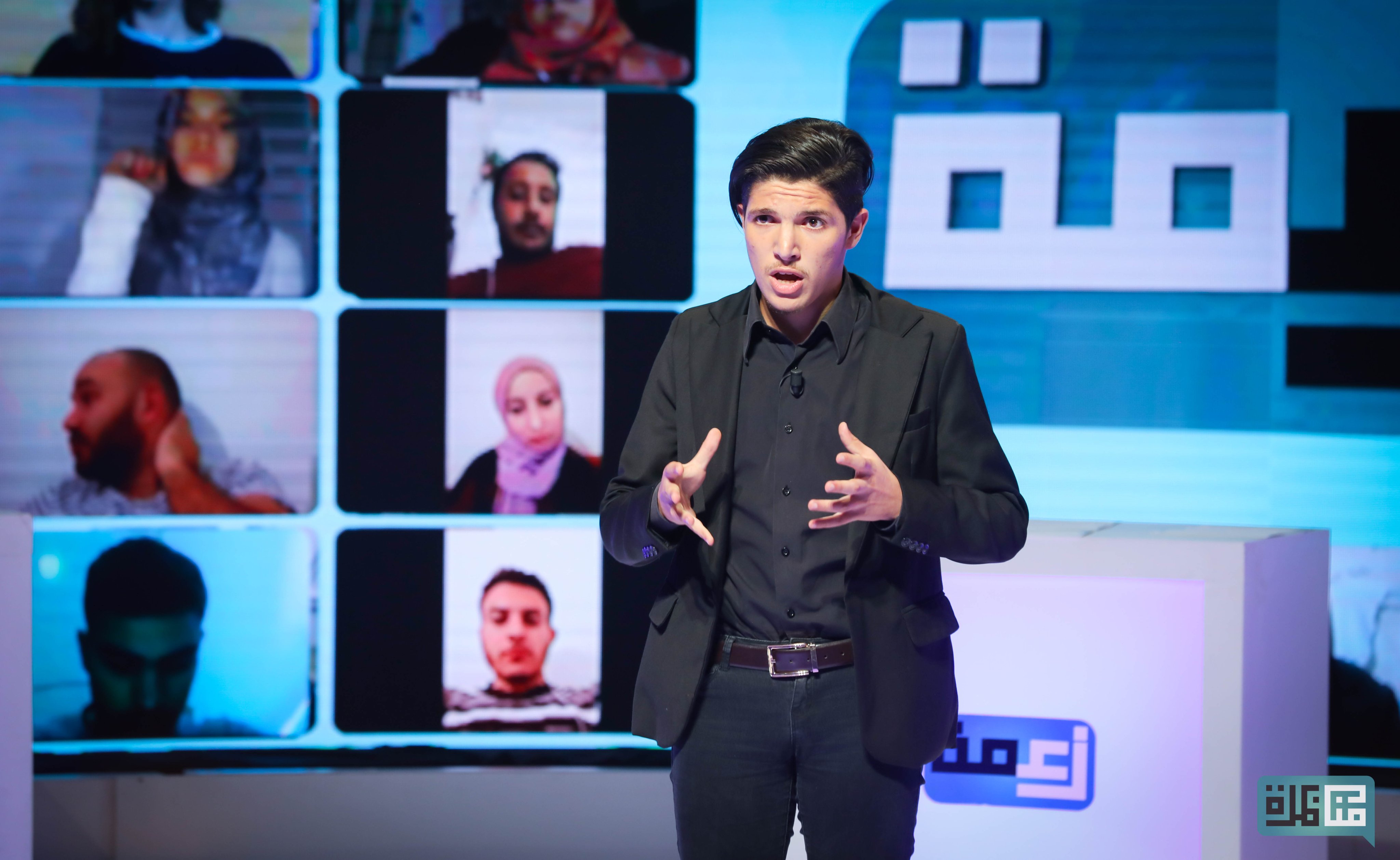 Young man in a televised debate in Tunisia 